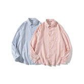 Voguable Striped Long Sleeve Button-Down Shirt Trendy Fall Fashion for Men & Women Casual Office Wear Lapel Collar Stylish Top voguable