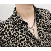 Voguable Leopard Print Men's Loose Premium Iron-Free Fashion Vintage Long Sleeve Printed Shirt voguable