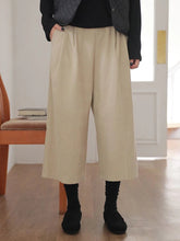Women Retro Corduroy Calf Length Pants Loose Fall High Waist Vintage Wide Leg Trousers Casual Female Korean Pockets Elegant Pant voguable