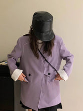 Streetwear Loose Purple Blazer Women Long Sleeve Casual Oversize Suit Coats Fashion Fall New Korean Female Design V Neck Outwear voguable