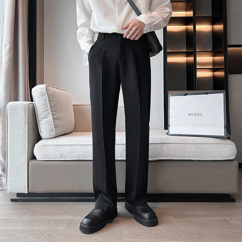 White Gray Black Suit Pants Men Slim Fashion Social Mens Dress Pants Korean Straight Pants Mens Office Formal Trousers M-3XL voguable