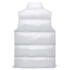 New Men's Sleeveless Jacket Fashion Vest Winter Warm Pockets Cotton Padded Jackets Mens White Black Waistcoat 5Xl voguable
