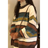Voguable Harajuku Striped Sweater Women Oversized Knitted Pullovers Japanese Vintage Patchwork Jumpers Winter Preppy Korean Knitwear New voguable