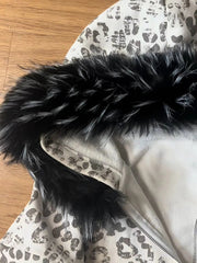 Voguable Autumn and Winter Leopard Print Fur Collar Zipper Hoodie Y2K Retro Jacket Street Long Sleeved Hooded Sweatshirt voguable