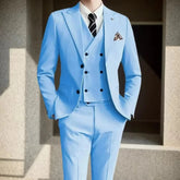 Voguable Jacket + Vest + Pant High-end Brand Boutique Fashion Solid Color Mens Casual Business Suit 3Piece Set Groom Wedding Dress voguable
