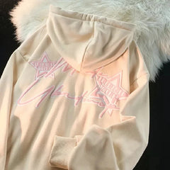 Harajuku Vintage Zip Up Hoodies Women Y2K Hip Hop Letter Print Sweatshirts Gothic Streetwear Loose Patchwork Tops Hip Hop Coats voguable