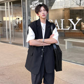 Mens Summer Sleeveless Jacket Casual Vest Suit Collar Loose Lightweight Outdoor Streetwear Breathable Top Clothing Male Fashion voguable