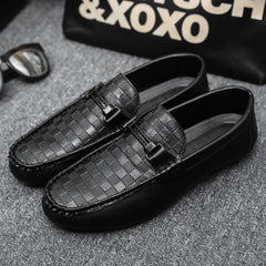Voguable Designer Black Leather Loafers for Men High Quality Soft Sole Moccasin Casual Comfort Dress Shoes Lightweight Urban Street Style voguable