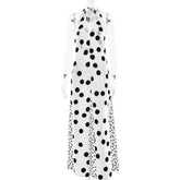 Voguable Women's Floral Maxi Dress Halter Tie Deep V Polka Dot Sexy Backless Patchwork Contrast Slim A-Line Long Dress Partywear voguable
