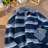Voguable Japan Men's Y2K Knitted Warm Polo Knit Striped Turtleneck Sweater Shirts Winter Streetwear Knitwear Korean Clothes Jumper Men voguable