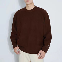 Mens High-End Long-Sleeved Round-Neck Sweater Autumn And Winter New Lazy Style Knitted Sweater Bottoming Inner Warm Tops Men