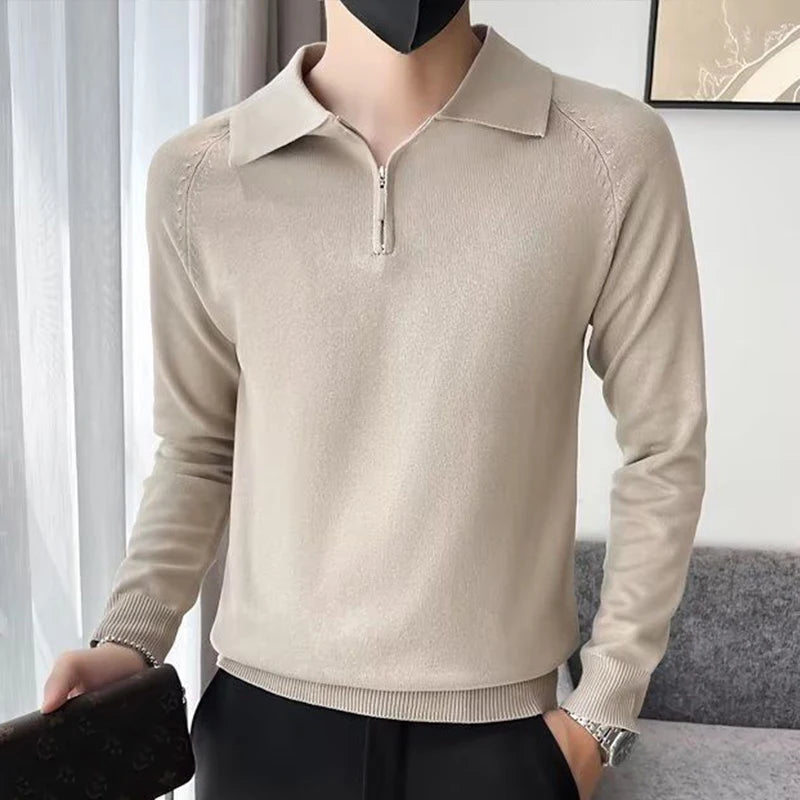 Autumn Winter New Knitwear Solid Long Sleeve Sweaters Men KPOP Fashion Harajuku Ropa Hombre Casual All Match Thick Knitting Tops voguable