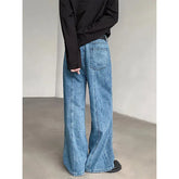 Straight Leg Loose Fit Washed Blue Patchwork Jeans Denim Casual Street Style Distressed Vintage Trend High Quality Jeans voguable