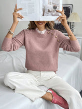 New lace round neck pullover long sleeved autumn and winter knitted sweater voguable