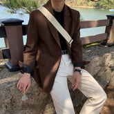 Voguable Coffee Black Blazer Men Fashion Society Mens Dress Jacket Korean Loose Business Casual Suit Jacket Men Office Formal Blazer voguable