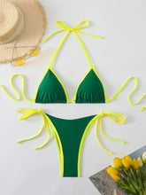 Voguable Halter Triangle String Thong Bikinis Women Sexy Swimsuit Solid Brazilian Swimwear Female Bathers Bathing Swimming Swim Suit voguable