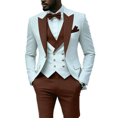 Voguable New Solid Suits for Men Slim Fit Groom Wedding Suits Tuxedo Best Man Blazer Vest Pants 3 Pieces Fashion Marriage voguable