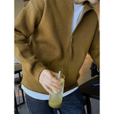 New Japanese Popular Men Cardigan Jacket Luxury Trendy Turtleneck Knitted Zip-up Long Sleeve Sweater Coat Premium Knitwear M-3XL voguable