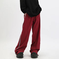 Voguable Y2K Wide Leg Pants with Side Zips Men Sweatpants Male Loose Casual Sport Red Black Trousers Zipper Split Streetwear voguable