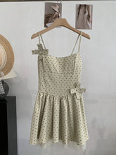 Voguable French Vintage Polka Dot Bow U Neck Spaghetti Strap Sleeveless Temperament Dresses voguable