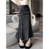 Irregular Pleated Skirt with Sweater in Autumn Winter New Chinese Women's Clothing Chinese Style Jacquard Fishtail Long Skirt voguable