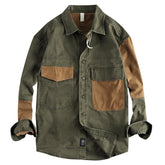 Autumn Men's Vintage Color Block Workwear Jacket Casual Loose Shirt voguable