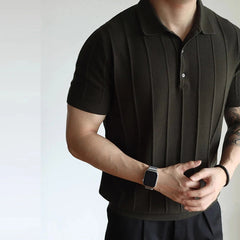 New Men's Clothing Luxury Business Polo Shirt Casual Slim-fit Knitted Solid Color Short Sleeve T-shirt High Quality Tops M-3XL voguable