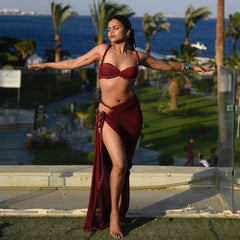 New 3Pcs Bandeau Biquini Sexy Bikini Set Women Swimsuit Push Up Swimwear Female Long Skirt Slim Bathing Suits Beachwear Outfits voguable