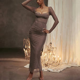 2025 New Lace Patchwork Sexy Streetwear Long Dress V-neck Tight Slit Party Dress Spring Summer Off Shoulder Fashion Vestidos voguable