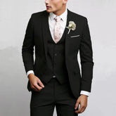Voguable Casual Men's Suits Slim Regular Fit 3 Piece Elegant Tuxedos Notch Lapel Blazer Vest Pants for Evening Party Formal Wedding voguable
