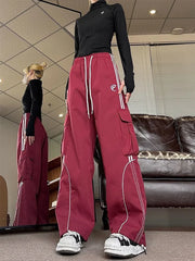 Voguable American Retro Y2K Cargo Pants Women Harajuku Oversize Hip Hop Straight Trousers Bf Autumn Streetwear Casual Vintage Pant voguable