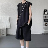 Voguable Men's Solid Color 2-Piece Set Sleeveless T-Shirt And Shorts Loose Fit Summer Casual Comfortable Cotton Lounge Wear M-XXXXXL voguable