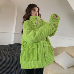 Winter Cotton Jacket Couple Corduroy Cotton Jacket New Style Work Clothes Loose Thickened Cotton Jacket Student voguable