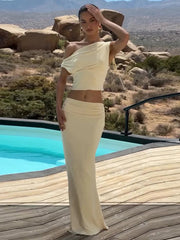 Mozision Sexy Skirt Two Pieces Sets For Women Sleeveless Slim Fit Off-shoulder Crop Top And Long Skirt Sexy Two Pieces Sets voguable