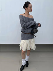 Irregular Streetwear Short Skirt Lace Patchwork Sweet Chic Beige Women Skirt A-line Elastic Waist Fashion Summer Skirts 2025 New voguable