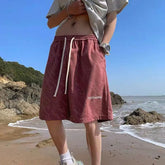 Summer Beach Casual Shorts Men Embroidered Geometric Prints Unisex Baggy Shorts Sweatpants Women Elastic Waist Couple's Shorts voguable