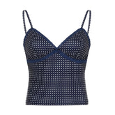 y2k Polka Dot Crop Top Casual Lace Stitching Sleeveless Skinny Strap Tops Women Basic Camisole Streetwear Tees Aesthetic voguable