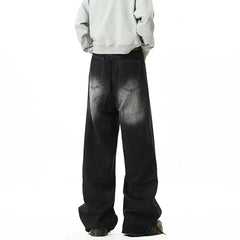 Spring Men's Denim Pants Vintage blue Washed Male Jeans Straight Casual Menwear Loose Wide Leg Trousers New Fashion jeans