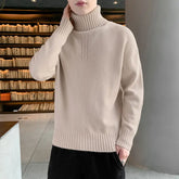 Autumn Winter Fashion Long Sleeve Half High Collar Solid Pullovers Men's Clothing Warm Simplicity Casual All-match Knitting Tops voguable