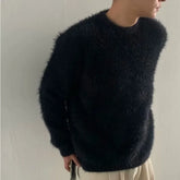 Voguable Mohair Sweaters Men Korean Thicken Warm Knitting Autumn Winter Loose Casual Long Sleeve Pullovers Fleece Streetwear voguable