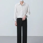 Voguable Summer Thin Shirt Men Slim Fit Fashion Social Men Dress Shirt Korean Casual White Long Sleeved Shirt Men Pleated Shirts M-2XL voguable