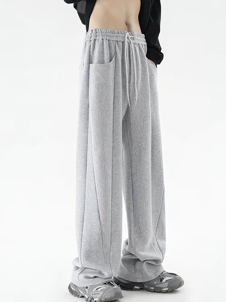 Voguable Y2k Flared Sweatpants Men Streetwear Sport Straight Heavy Duty Wide Leg Casual Pants Outdoor Hiking Long Trousers Male voguable