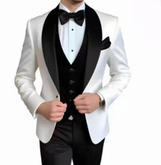 Voguable Elegant Classic High-Quality Men Suit 3pcs Set with Satin Collar Jacket Vest And Trousers Business Wedding Banquet Customizable voguable
