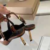 Voguable Street Style Sexy Pointed Toe Metal Buckle Strap Women Pumps Stripper Sandals Slingback High Heels Female Shoes voguable