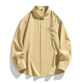 6 Colors Men's Baggy Long Sleeve Shirt Fashion Korean Lapel Coat Tops Youth Casual Classic Simple Male Clothes Trendy Brand voguable