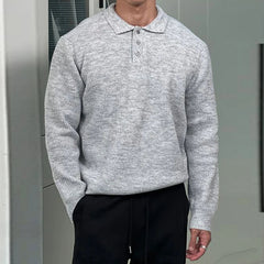New British Retro Men Polo Neck Sweater Light Luxury Knit Loose Long Sleeve Pullover Casual Solid Color Premium Knitwear M-3XL voguable