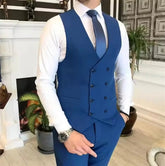 Voguable Men's Suits 3 Pcs Double Breasted Vest Costume Homme Men Suit for Wedding Groom Wear Slim Fit Blazer+vest+Pants voguable
