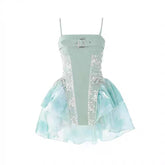 Voguable Summer Sweet Lace Sleeveless Dress Women Ruffle Cute Skinny Backless Dresses Female Strappy Kawaii A Line Party Beach Clothing voguable