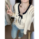Voguable Korean Knitted Cardigan with Suspenders Women's Autumn New Sweater Jacket Outer Top voguable
