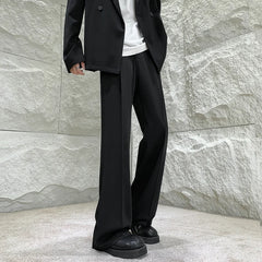 Voguable Solid Color Suit Pants Men Fashion Society Men Dress Pants Korean Loose Straight Flared Pants Men Office Formal Trousers M-2XL voguable